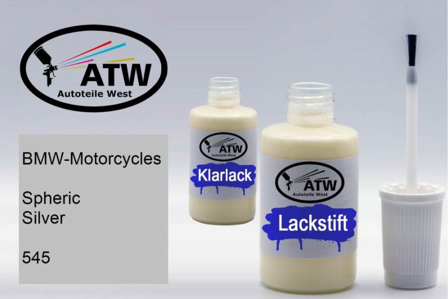 BMW-Motorcycles, Spheric Silver, 545: 20ml Lackstift + 20ml Klarlack - Set, von ATW Autoteile West.